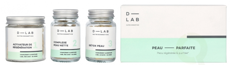 D-Lab Nutricosmetics D-Lab Perfect Skin Set 3 deler 3x56 Gels - Activateur de Regenaration No 1/Complexe Peau Nette No 2/Detox Peau No 3