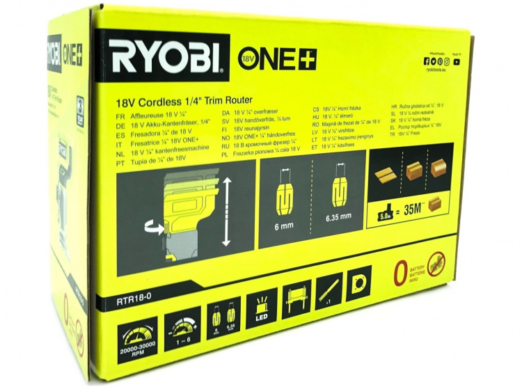HANDÖVERFRÄS RYOBI RTR18-0 ONE+ 18V UTAN BATTERI
