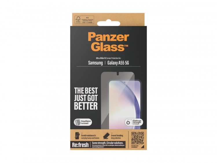 PanzerGlass Screen Protector to the Phone - ultra - wide fit w. EasyAligner