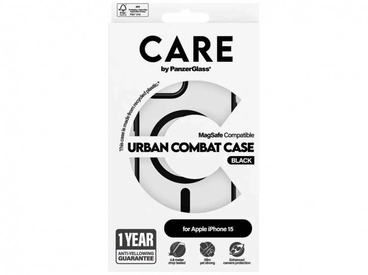PanzerGlass CARE Urban Combat Case Magsafe Sort til Apple iPhone 15