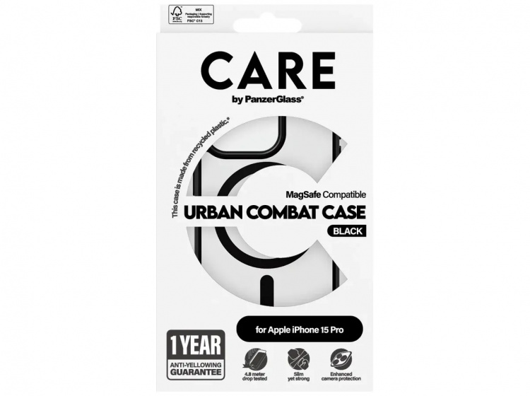 PanzerGlass CARE Urban Combat Case Magsafe Black for Apple iPhone 15 Pro
