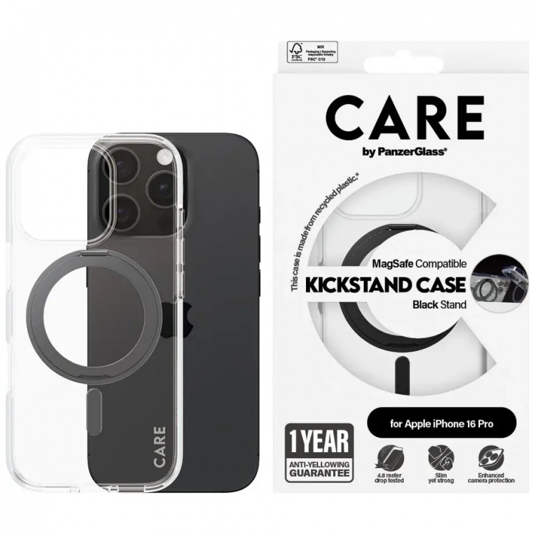 PanzerGlass CARE Kickstand Black for Apple iPhone 16 Pro