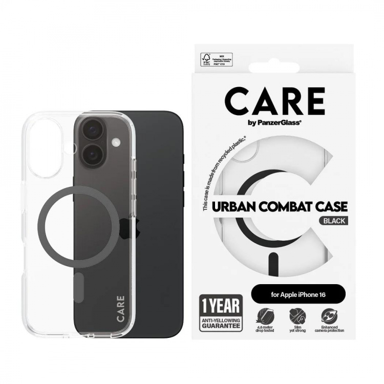 PanzerGlass CARE Urban Combat Case Magsafe Black for Apple iPhone 16, 15 PanzerGlass CARE Urban Combat Case Magsafe Black for Apple iPhone 16, 15