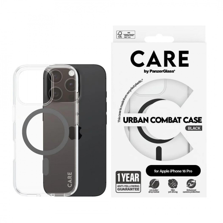 PanzerGlass CARE Urban Combat Case Magsafe Black for Apple iPhone 16 Pro