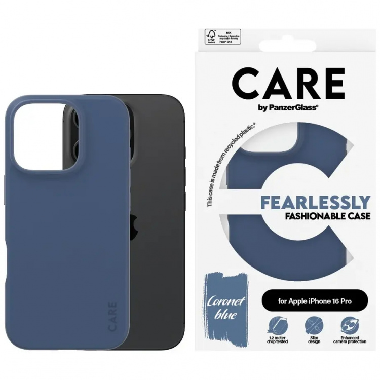 PanzerGlass CARE Fashionable Case for iPhone 16 Pro Blå