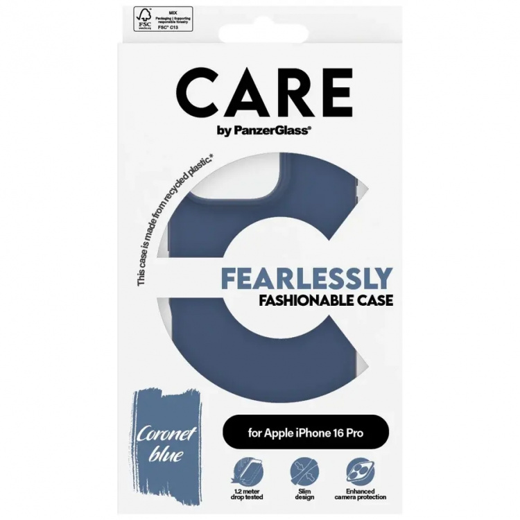 PanzerGlass CARE Fashionable Case for iPhone 16 Pro Blå