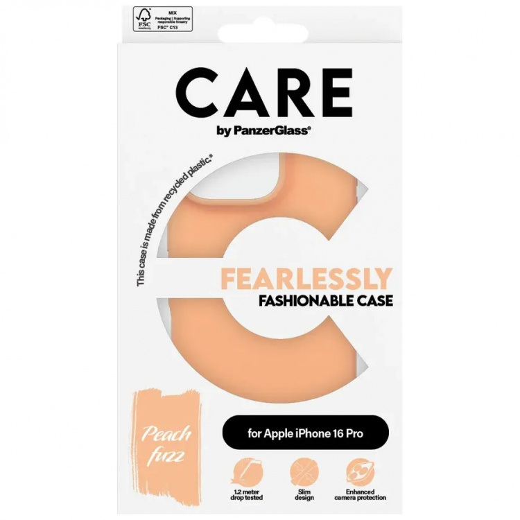 PanzerGlass CARE Fashionable Case Peachy for iPhone 16 Pro Peach