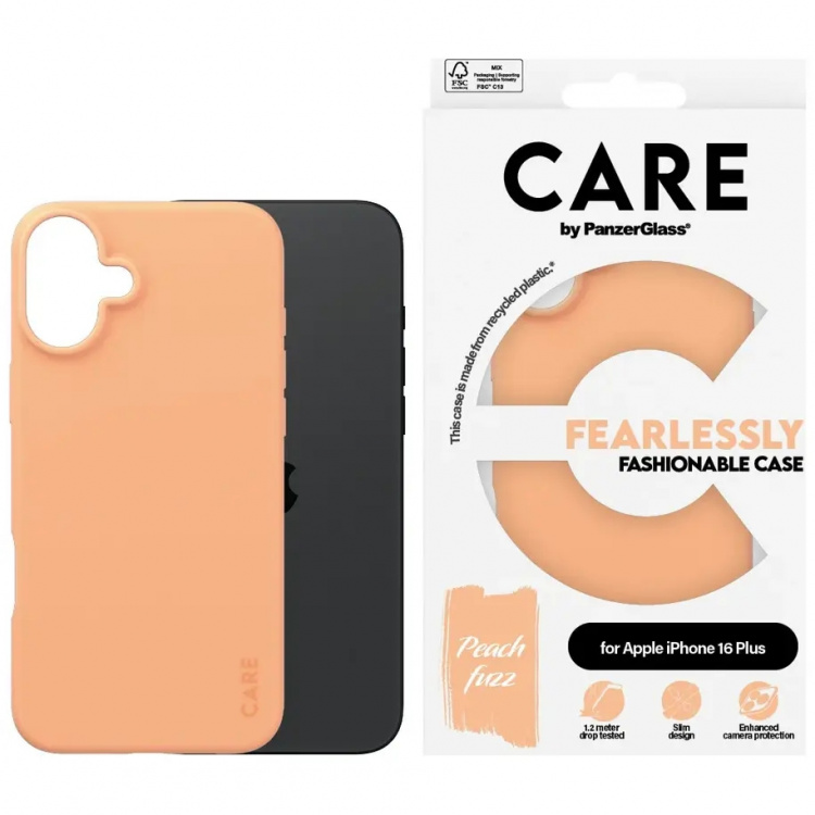PanzerGlass CARE Fashionable Case Peachy for iPhone 16 Plus Peach PanzerGlass CARE Fashionable Case Peachy for iPhone 16 Plus Peach