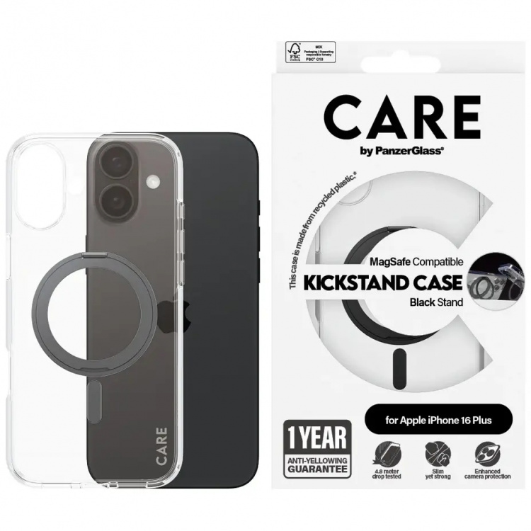 PanzerGlass CARE Kickstand Black for Apple iPhone 16 Plus