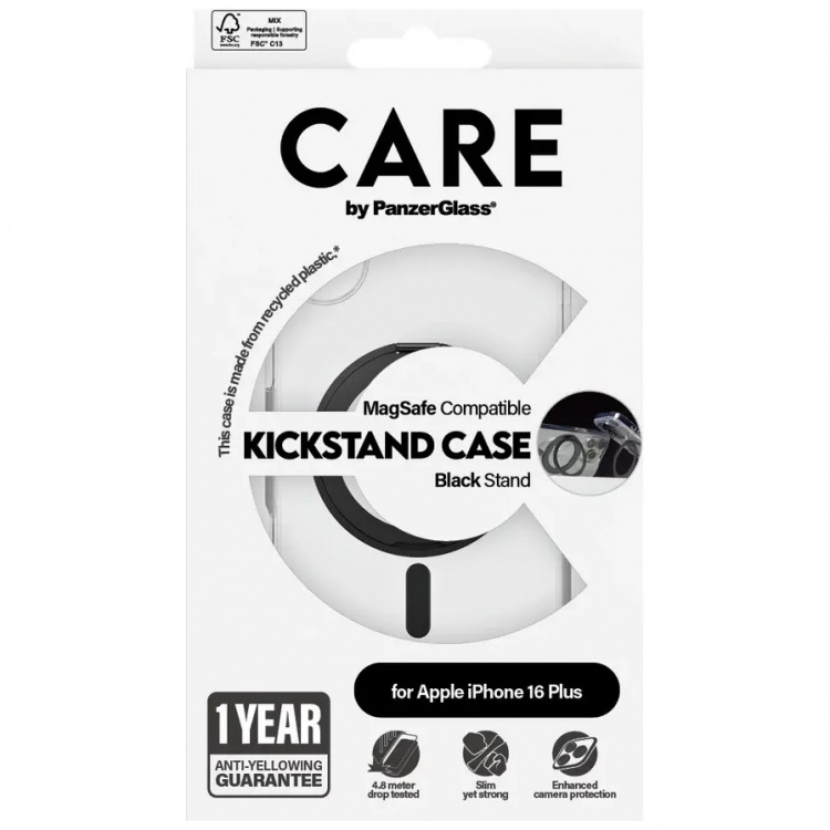 PanzerGlass CARE Kickstand Black for Apple iPhone 16 Plus