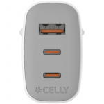 Celly USB-lader GaN 1 x USB-A + 2 x USB-C PD 65W Celly USB-lader GaN 1 x USB-A + 2 x USB-C PD 65W