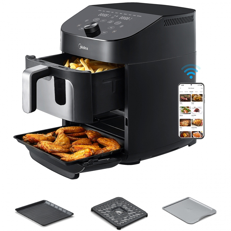 Midea Airfryer 2-i-1-kombinasjon med stekeovn 6,4 + 4,4 liter
