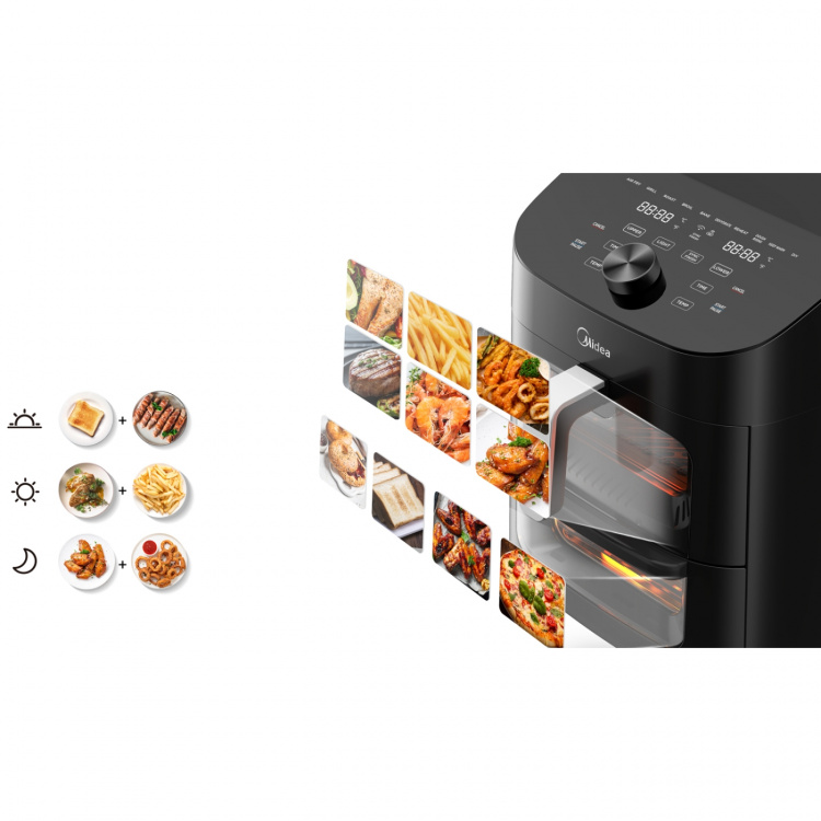 Midea Airfryer 2-i-1-kombinasjon med stekeovn 6,4 + 4,4 liter