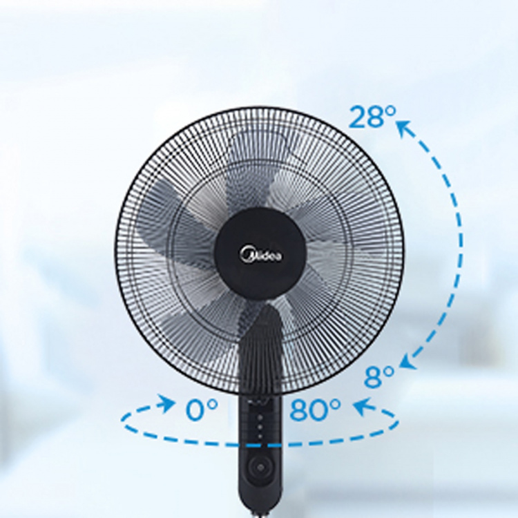 Midea Gulvvifte med 3 hastigheter og fjernkontroll, svart