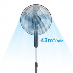 Midea Gulvvifte med 3 hastigheter og fjernkontroll, svart