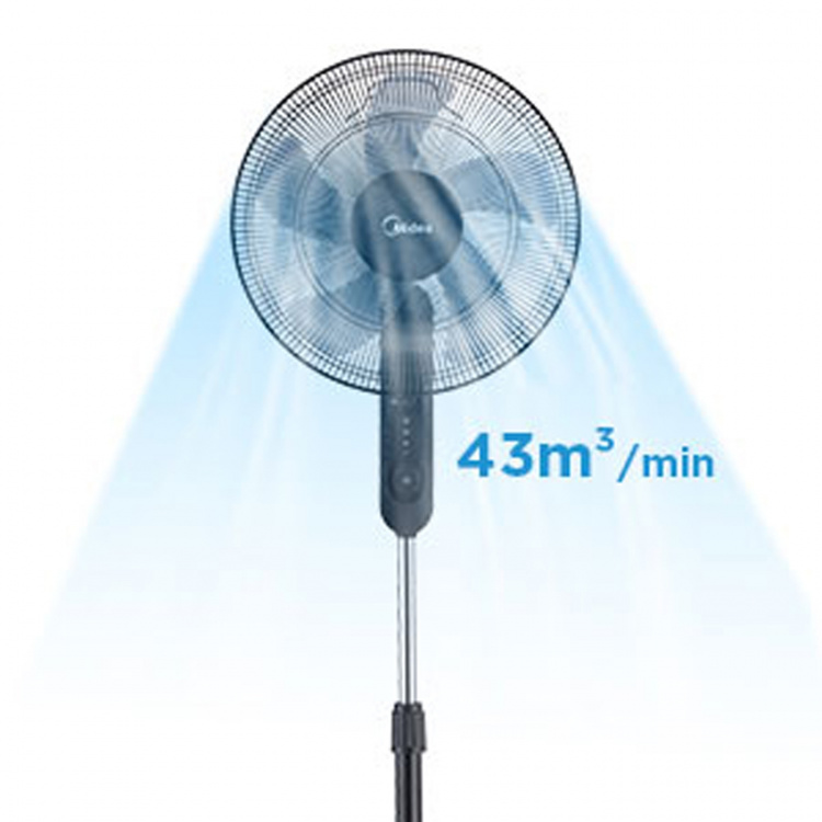 Midea Gulvvifte med 3 hastigheter og fjernkontroll, svart