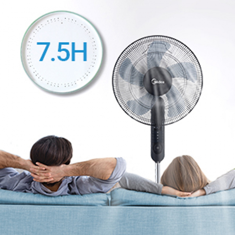 Midea Gulvvifte med 3 hastigheter og fjernkontroll, svart