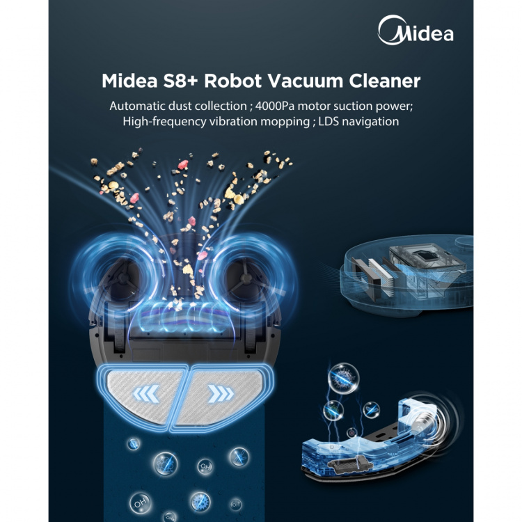 Midea S8+ robotstøvsuger med dokkingstasjon Midea S8+ robotstøvsuger med dokkingstasjon