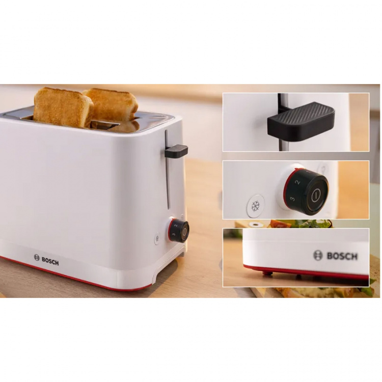 Bosch Brødrister TAT3M121 Hvit 950W Bagels-funksjon
