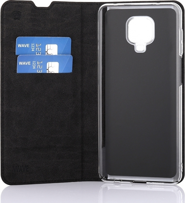 Wave BookCase beskyttelsesveske, Xiaomi Redmi Note 9 Pro, svart