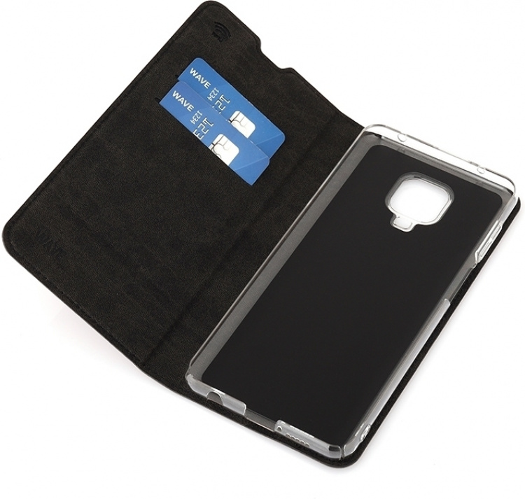Wave BookCase beskyttelsesveske, Xiaomi Redmi Note 9 Pro, svart