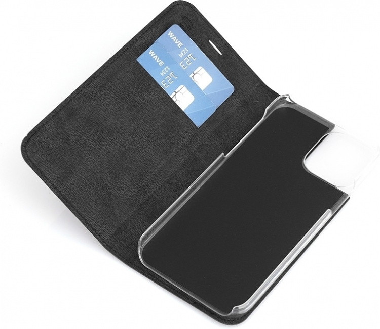 Wave BookCase-etui, iPhone 12 Pro / iPhone 12, svart