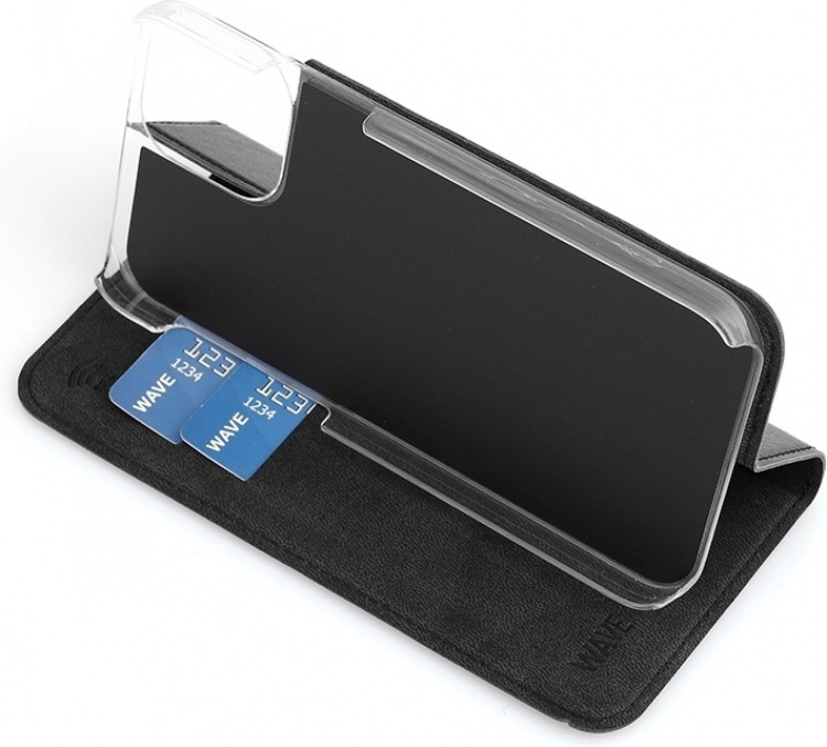 Wave BookCase-etui, iPhone 12 Pro / iPhone 12, svart