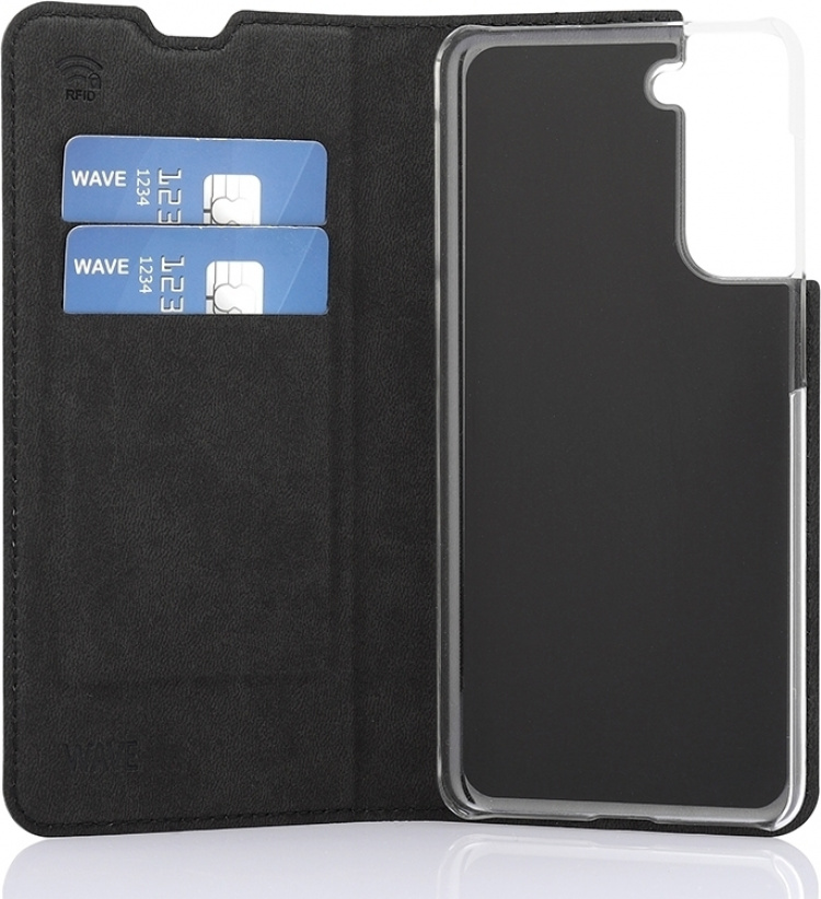 Wave BookCase beskyttelsesveske, Samsung Galaxy S21, svart Wave BookCase beskyttelsesveske, Samsung Galaxy S21, svart