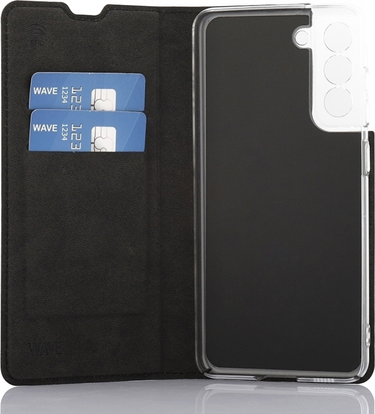 Wave BookCase beskyttelsesveske, Samsung Galaxy S21 FE 5G, svart