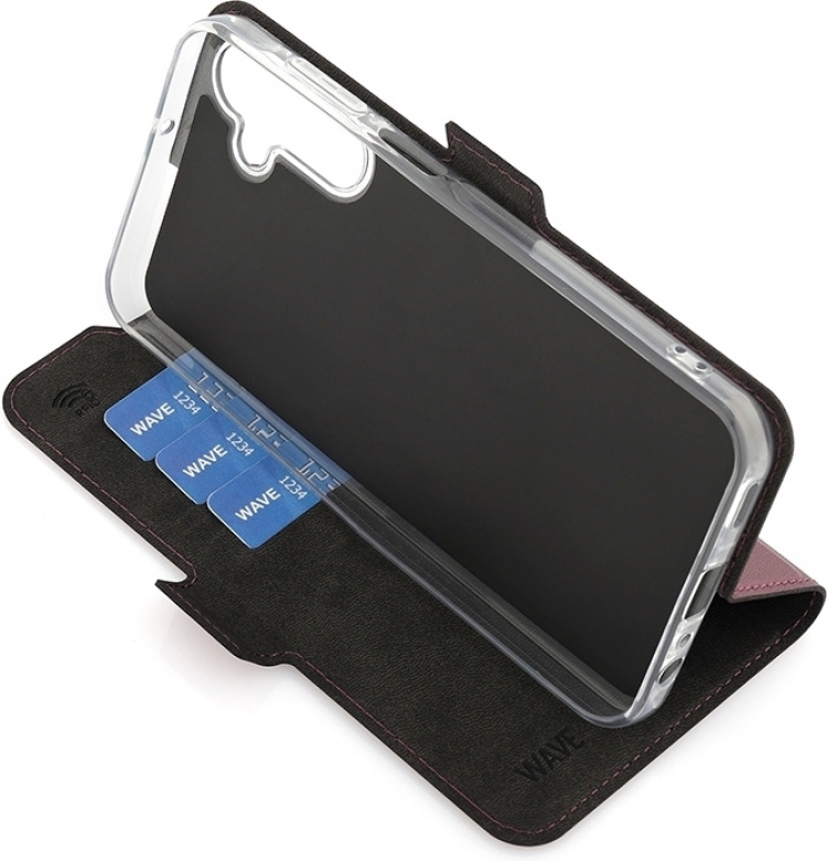 Wave BookCase beskyttelsesdeksel, Samsung Galaxy A15, Smoky Sangria