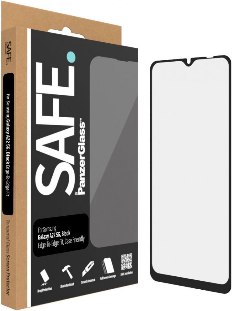 SAFE by PanzerGlass panserglass, Samsung Galaxy A22 5G, svart ramme