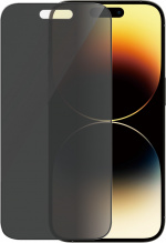 PanzerGlass Ultra Wide Fit Privacy-skjermbeskytter, iPhone 14 Pro, svart ramme