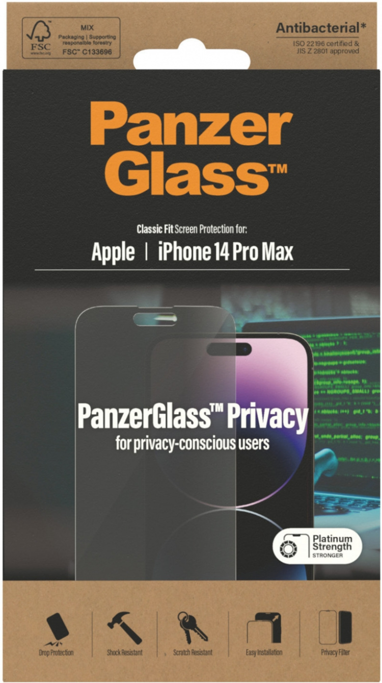 PanzerGlass Herdet glass med personvern, iPhone 14 Pro Max