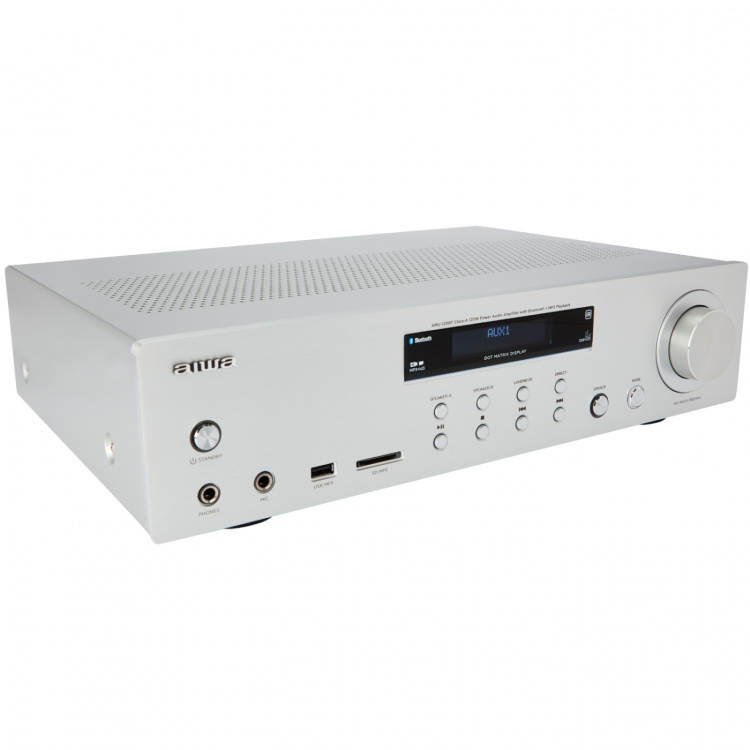 AIWA Forsterker med Bluetooth 2 x 60 Watt RMS Sølv AIWA Forsterker med Bluetooth 2 x 60 Watt RMS Sølv