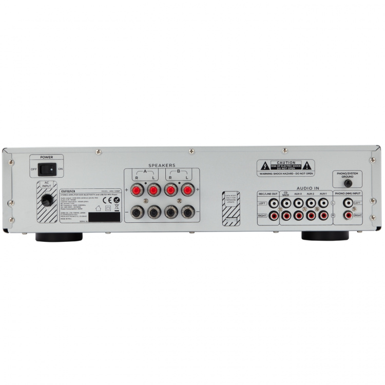 AIWA Forsterker med Bluetooth 2 x 60 Watt RMS Sølv AIWA Forsterker med Bluetooth 2 x 60 Watt RMS Sølv