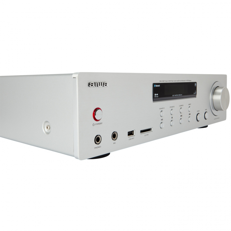 AIWA Forsterker med Bluetooth 2 x 60 Watt RMS Sølv AIWA Forsterker med Bluetooth 2 x 60 Watt RMS Sølv