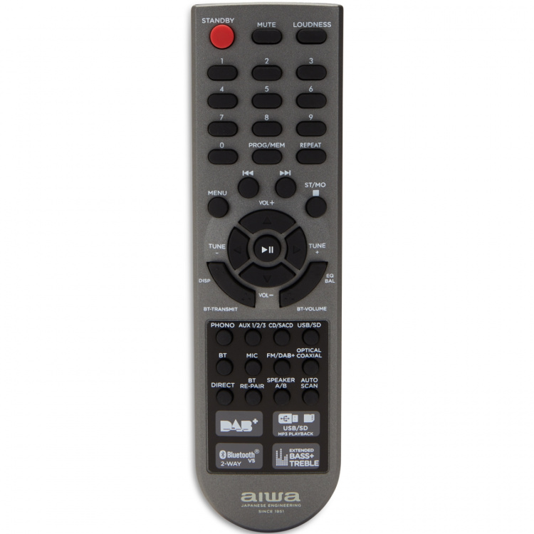 AIWA Stereo-receiver med Bluetooth 2 x 100 Watt RMS @4Ohm AIWA Stereo-receiver med Bluetooth 2 x 100 Watt RMS @4Ohm