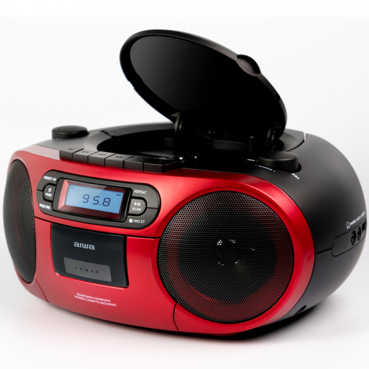 AIWA Kassettradio CD/FM-radio/Kassettbånd/USB/BT Rød