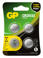GP Litiumcellebatteri CR2032, 3V, sikkerhetsforsegling, 4-pk GP Litiumcellebatteri CR2032, 3V, sikkerhetsforsegling, 4-pk