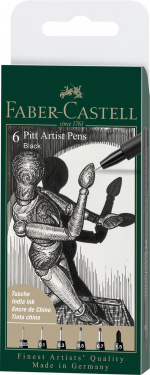 Faber-Castell Faber Castell - 6 pitt Artist Pen, pensel - Svart (167154) Faber-Castell Faber Castell - 6 pitt Artist Pen, pensel - Svart (167154)