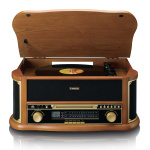 Lenco Retro platespiller i tre med Bluetooth® AM/FM-radio, USB-koding, CD-spiller, kassettspiller og innebygde høyttalere Lenco Retro platespiller i tre med Bluetooth® AM/FM-radio, USB-koding, CD-spiller, kassettspiller og innebygde høyttalere