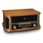 Lenco Retro platespiller i tre med Bluetooth® AM/FM-radio, USB-koding, CD-spiller, kassettspiller og innebygde høyttalere Lenco Retro platespiller i tre med Bluetooth® AM/FM-radio, USB-koding, CD-spiller, kassettspiller og innebygde høyttalere