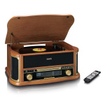 Lenco Retro platespiller i tre med Bluetooth® AM/FM-radio, USB-koding, CD-spiller, kassettspiller og innebygde høyttalere Lenco Retro platespiller i tre med Bluetooth® AM/FM-radio, USB-koding, CD-spiller, kassettspiller og innebygde høyttalere