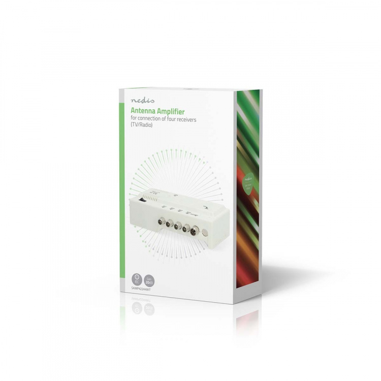 Nedis CATV forsterker | Forsterkning: 20 dB | 47 - 694 MHz | Antall utganger: 4 | Forsterkningskontroll | Hvit
