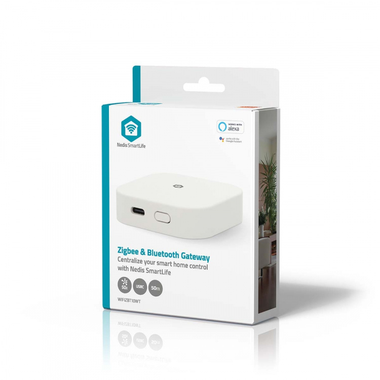 Nedis SmartLife Gateway | Bluetooth® / Zigbee 3.0 | 50 Enheter | USB-Strøm | Android™ / IOS | Hvit
