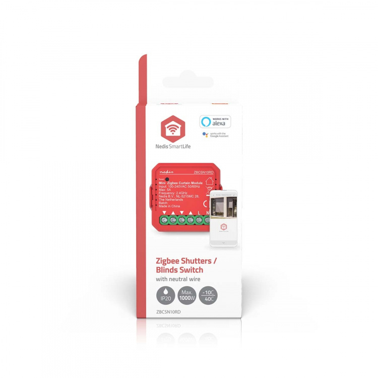 Nedis SmartLife Innebygd Modul | Skodder / persienner | 1000 W | Terminalforbindelse | App tilgjengelig for: Android™ / IOS