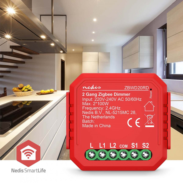 Nedis SmartLife Innebygd Modul | Dobbel triac-dimmer | 2 x 100 W | Terminalforbindelse | App tilgjengelig for: Android™ / IOS Nedis SmartLife Innebygd Modul | Dobbel triac-dimmer | 2 x 100 W | Terminalforbindelse | App tilgjengelig for: Android™ / IOS
