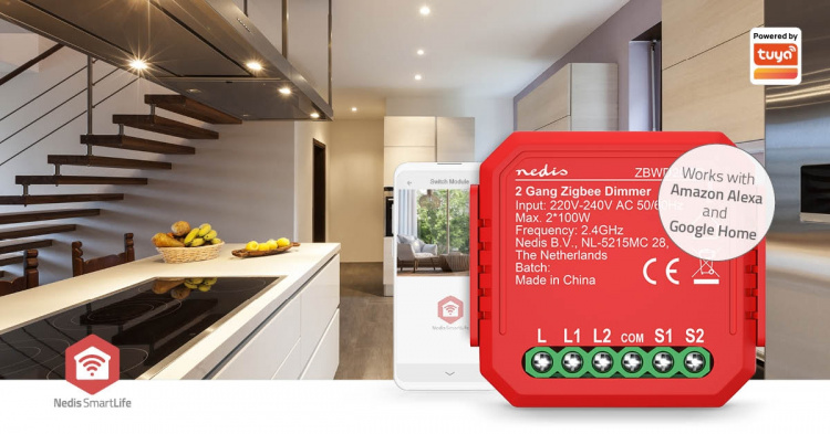 Nedis SmartLife Innebygd Modul | Dobbel triac-dimmer | 2 x 100 W | Terminalforbindelse | App tilgjengelig for: Android™ / IOS Nedis SmartLife Innebygd Modul | Dobbel triac-dimmer | 2 x 100 W | Terminalforbindelse | App tilgjengelig for: Android™ / IOS