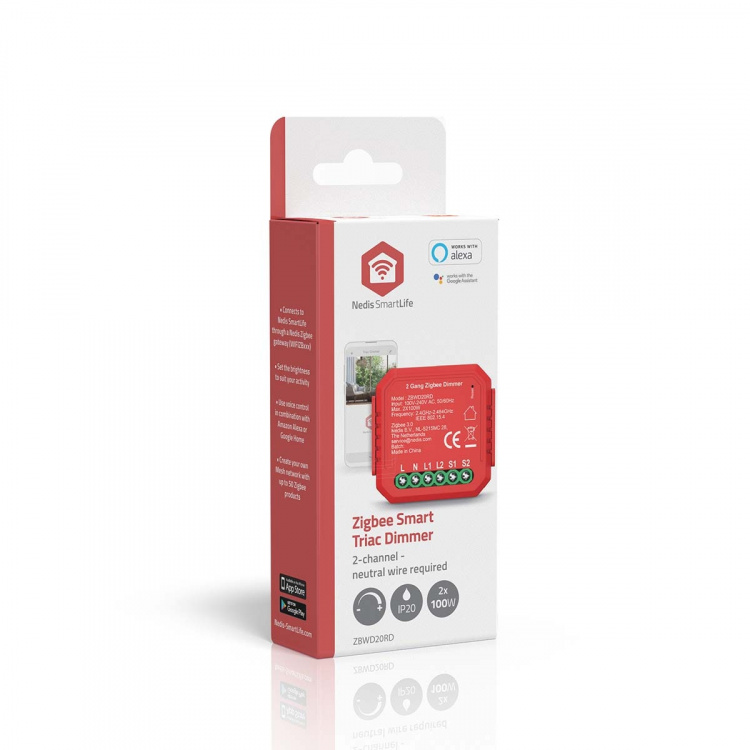 Nedis SmartLife Innebygd Modul | Dobbel triac-dimmer | 2 x 100 W | Terminalforbindelse | App tilgjengelig for: Android™ / IOS Nedis SmartLife Innebygd Modul | Dobbel triac-dimmer | 2 x 100 W | Terminalforbindelse | App tilgjengelig for: Android™ / IOS