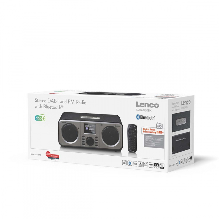 Lenco Stereo DAB+ FM-radio med Bluetooth® Svart